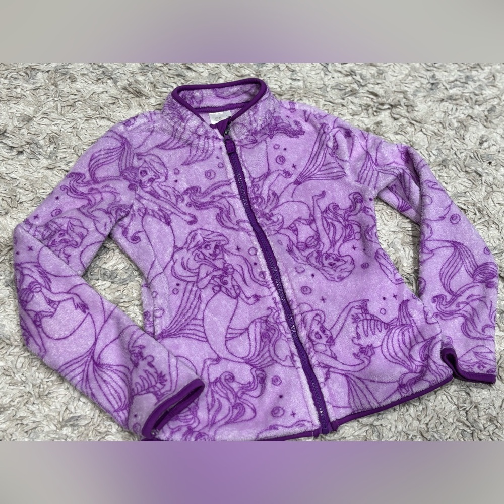 Disney’s Little mermaid girls size 9 10 purple zip up fleece